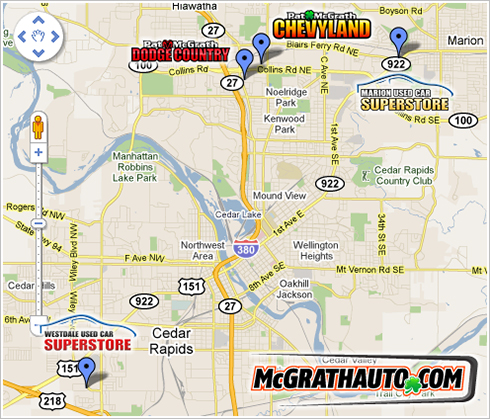 McGrath Auto Cedar Rapids Map