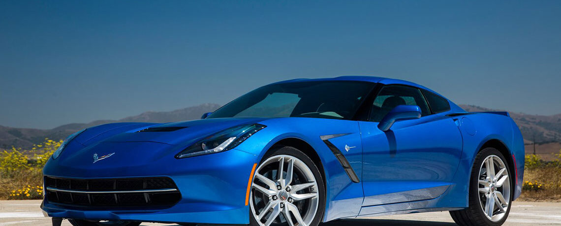 2014 Blue Corvette Stingray Parked
