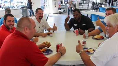 thumbs up from Chevyland staff at the lunch table