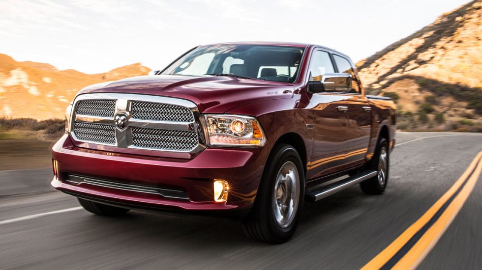 Ram 1500 driving down the road